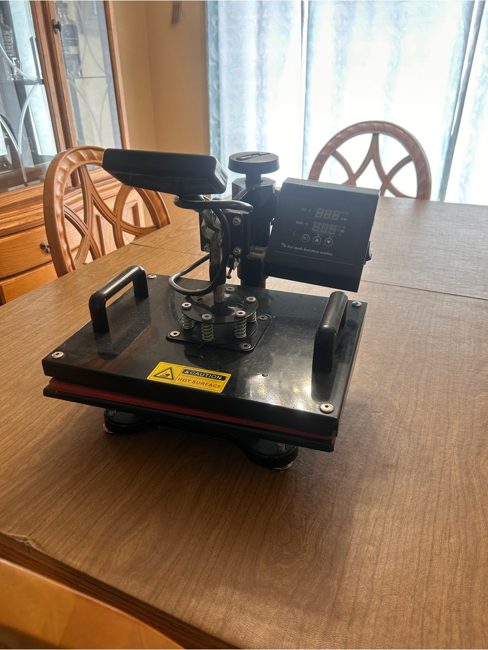 Black Heat Press Machine with Digital Timer - Heavy Duty Electronics